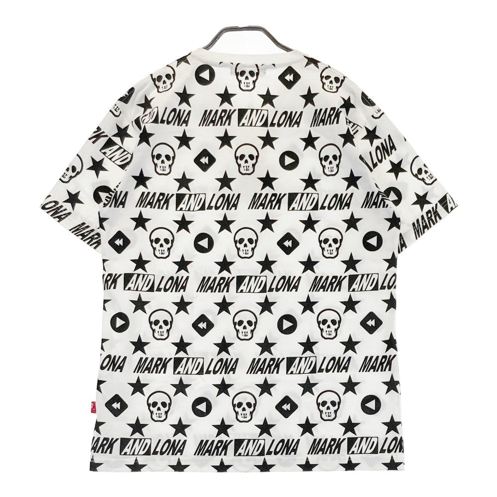 MARK&LONA マークアンドロナ  Vネック 半袖Tシャツ スカル 星 総柄 ホワイト系 48