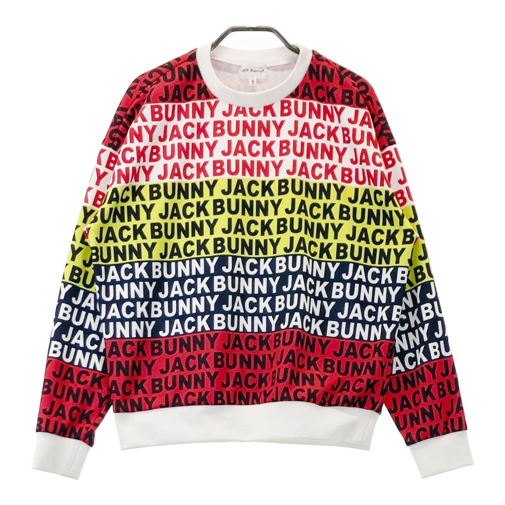 JACK BUNNY ジャックバニー  長袖トレーナー ロゴ 総柄 レッド系 1