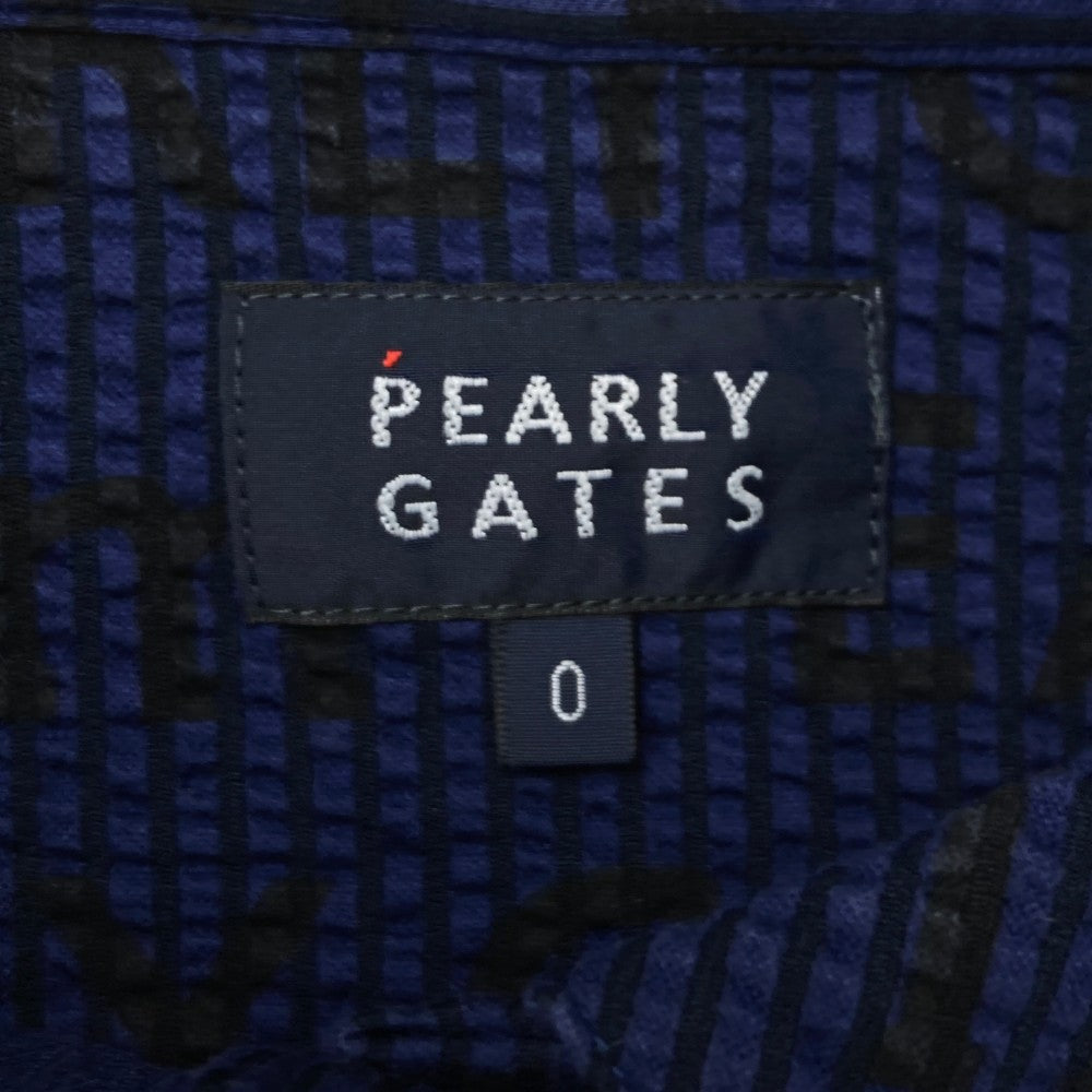 PEARLY GATES パーリーゲイツ  フリル付きノースリーブポロシャツ シアサッカー  ブルー系 0