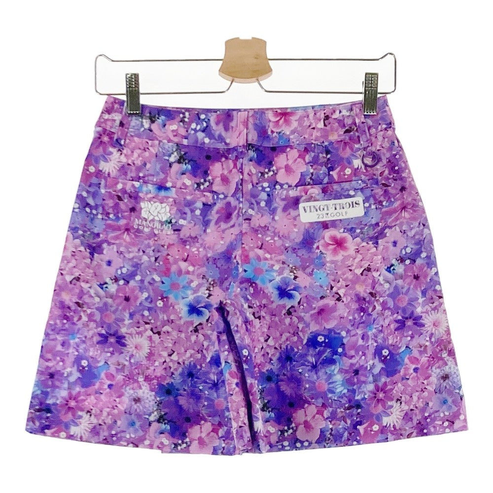 23区GOLF ニジュウサンクゴルフ mangilao golf club限定 ; キュロットスカート 花柄 パープル系 58