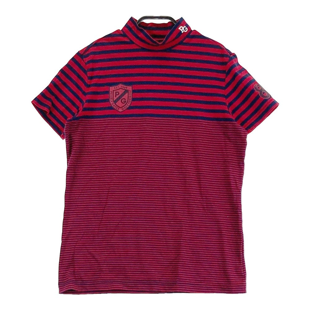 PEARLY GATES パーリーゲイツ 2022年モデル モックネック 半袖Tシャツ ボーダー柄 レッド系 2