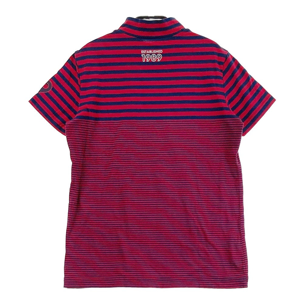PEARLY GATES パーリーゲイツ 2022年モデル モックネック 半袖Tシャツ ボーダー柄 レッド系 2
