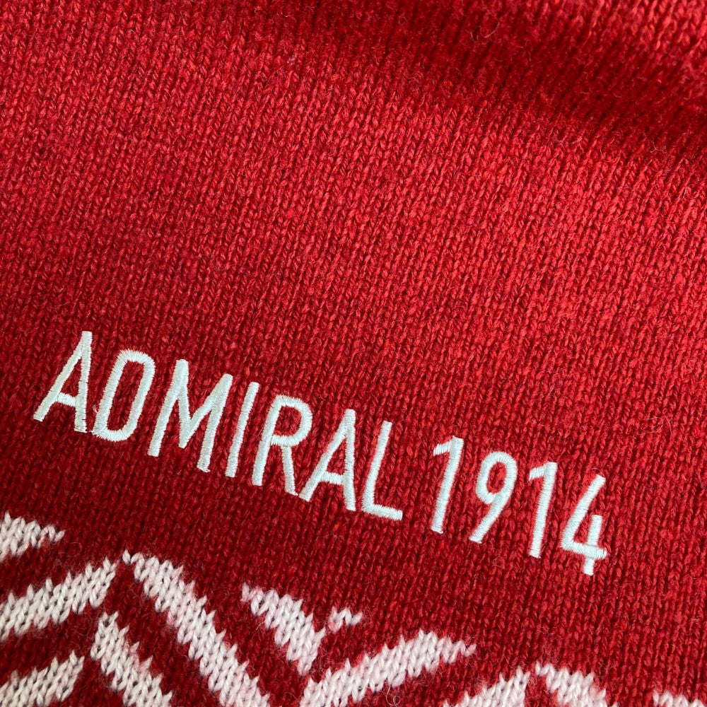 ADMIRAL 아드미랄 하이넥 니트 스웨터 헤링본 패턴 레드 계열 M
