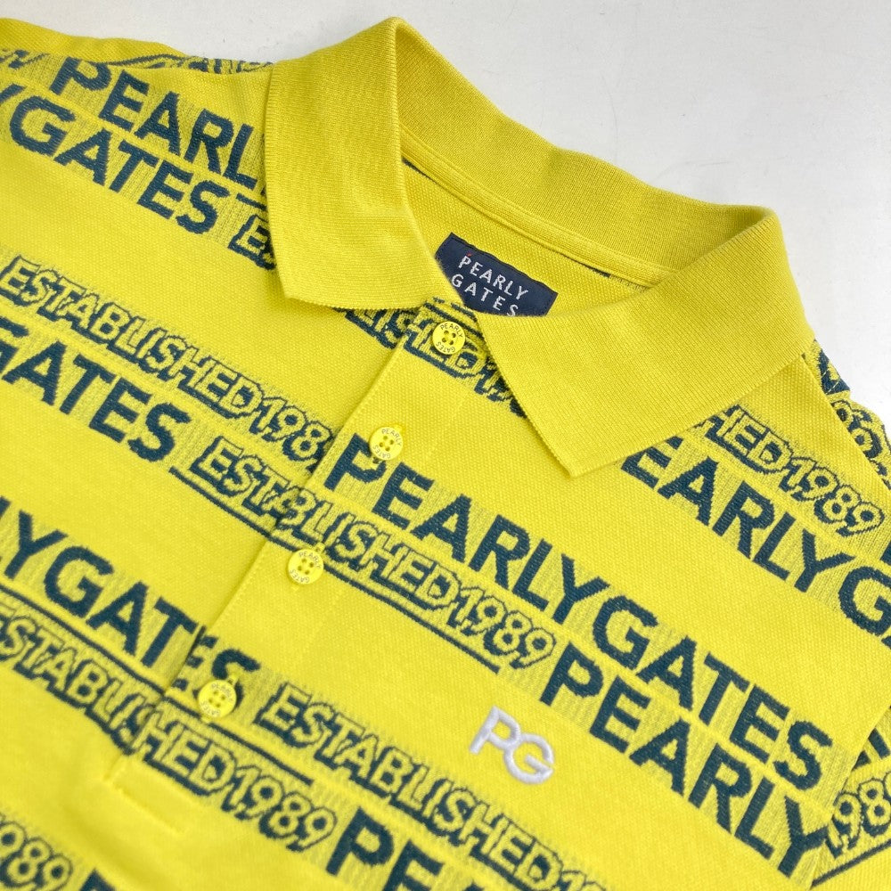 PEARLY GATES パーリーゲイツ 2022年モデル 半袖ポロシャツ ロゴ ボーダー柄 イエロー系 5