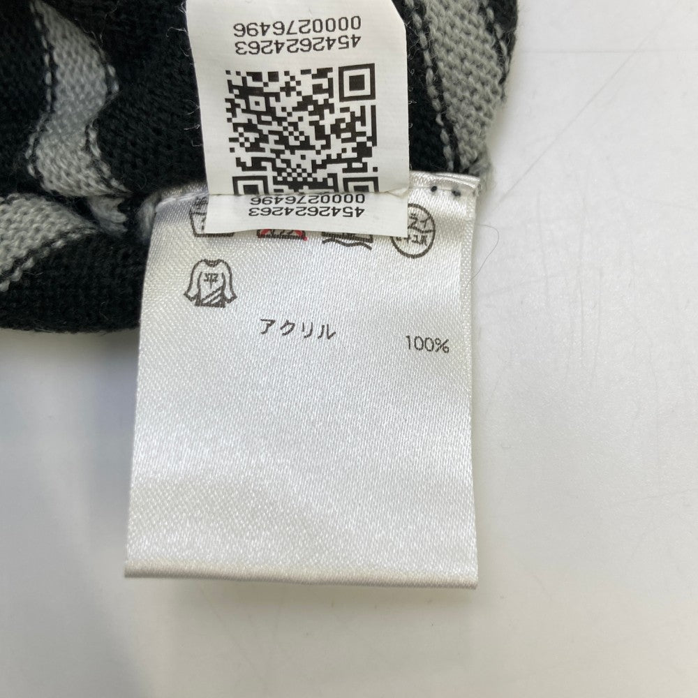 FILA GOLF フィラゴルフ  ハーフジップ 半袖ニットTシャツ ボーダー柄 ブラック系 M