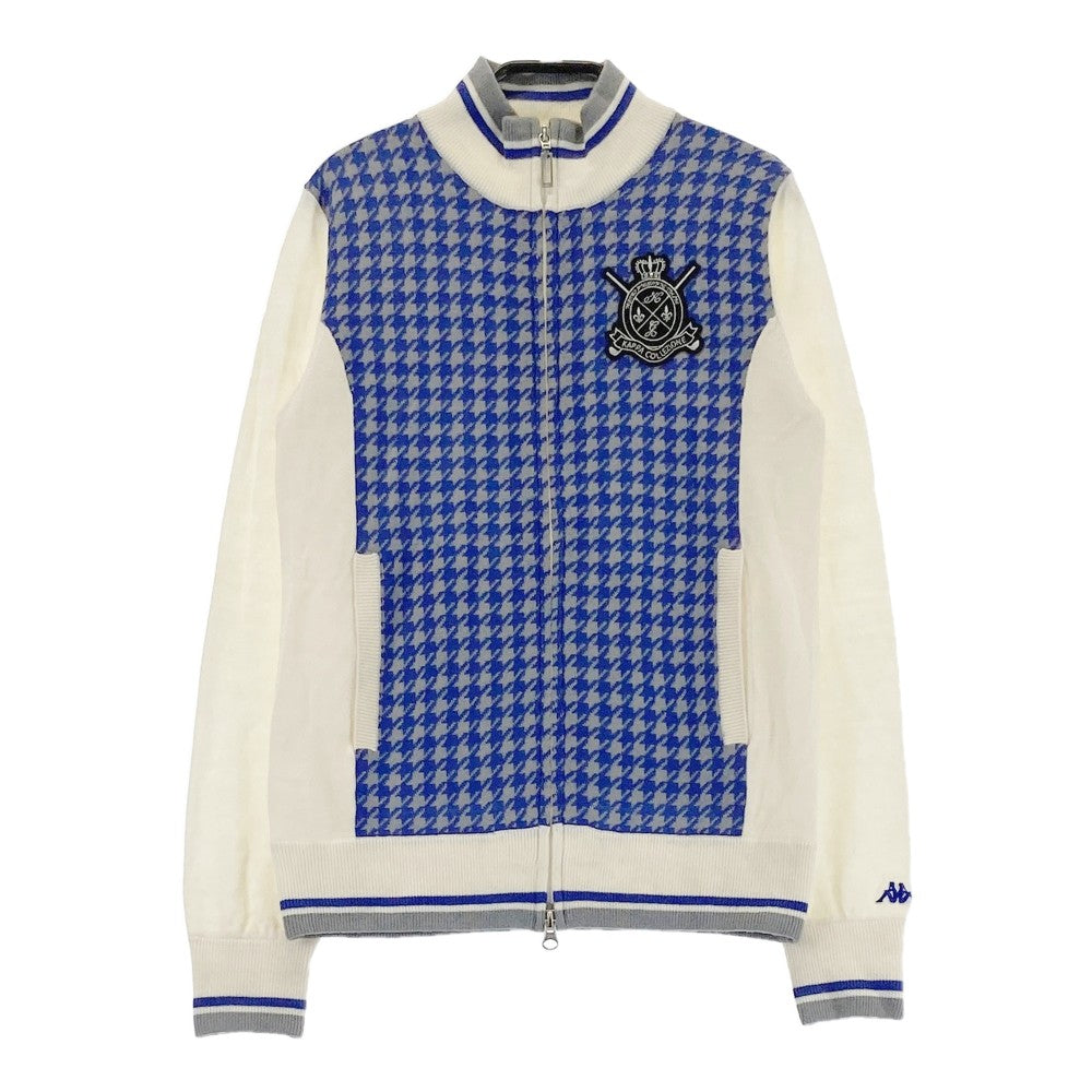 KAPPA GOLF カッパゴルフ  ウール混 長袖ニットジャケット 千鳥柄 ホワイト系 M