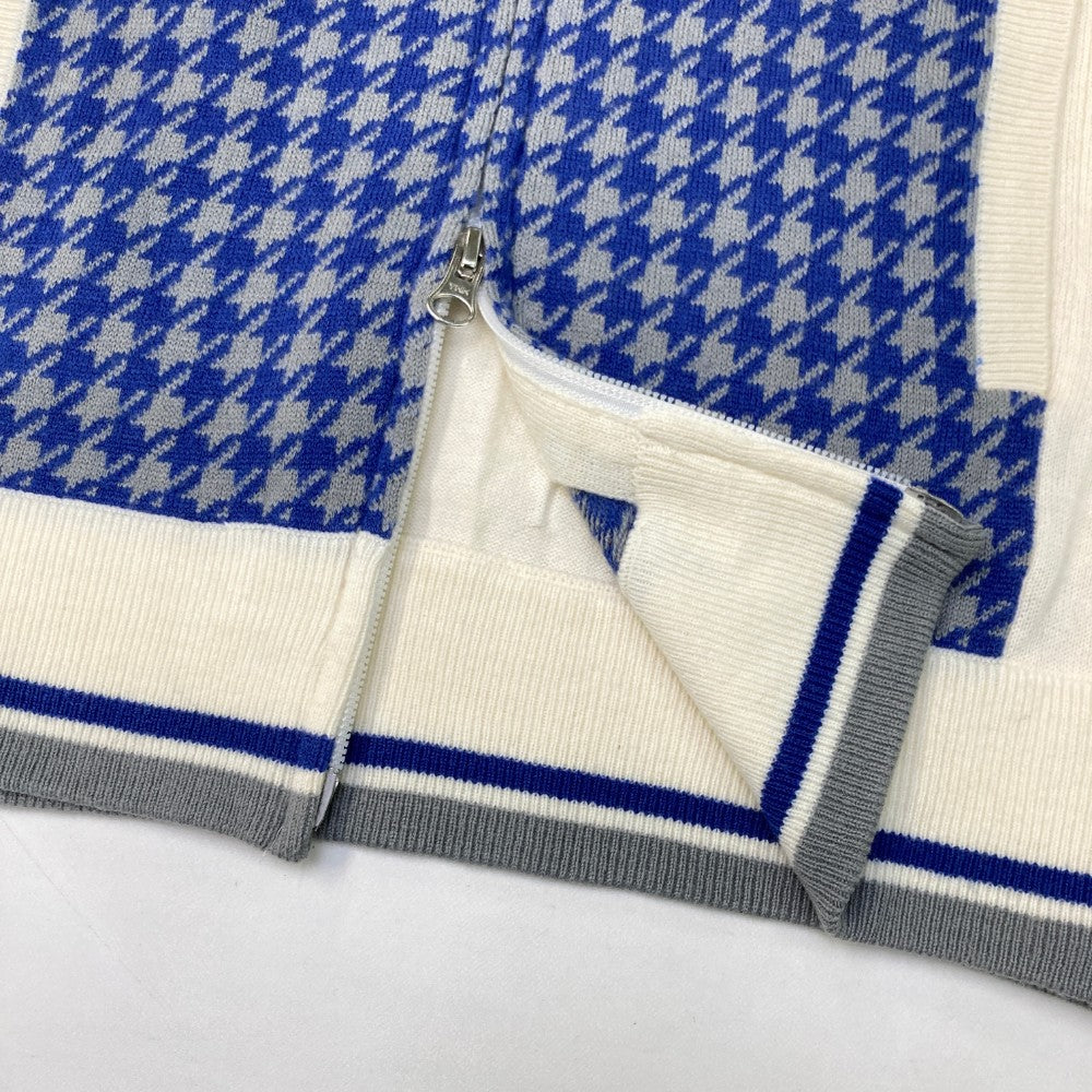 KAPPA GOLF カッパゴルフ  ウール混 長袖ニットジャケット 千鳥柄 ホワイト系 M