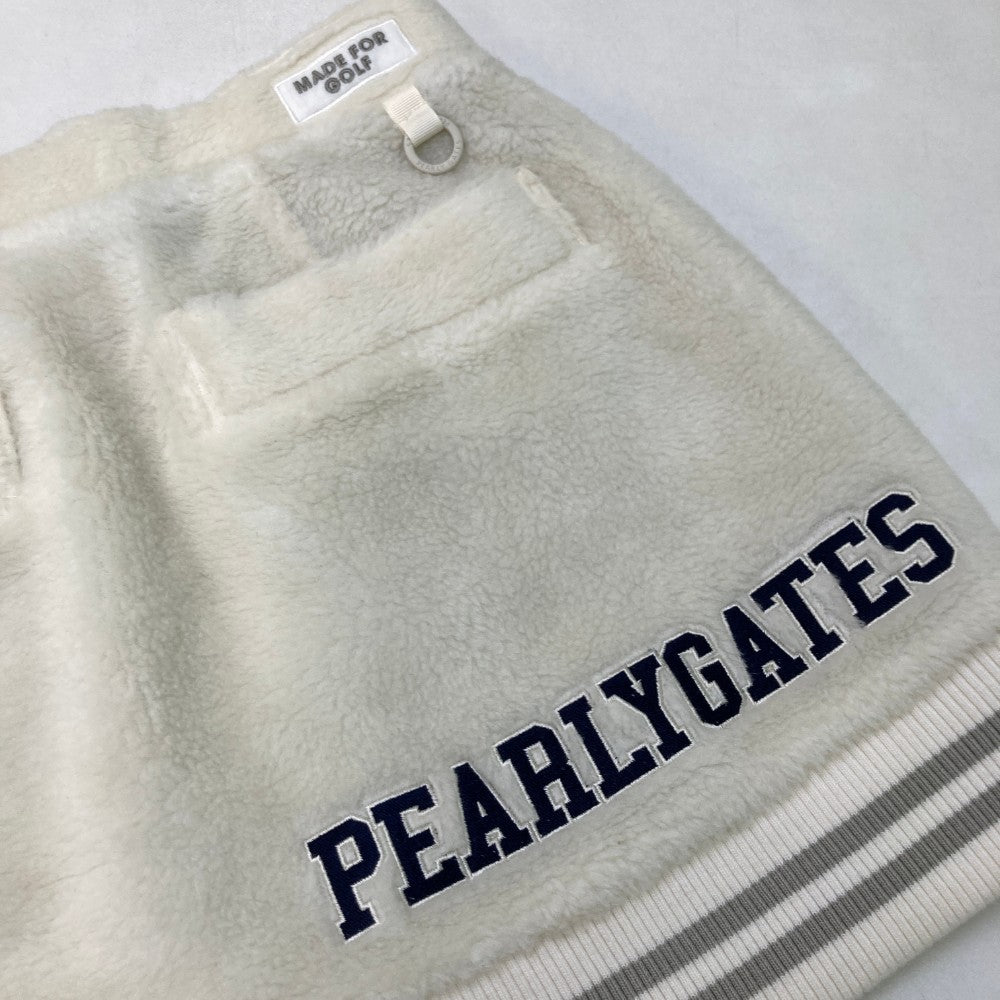 PEARLY GATES パーリーゲイツ 2023年モデル ; ボア ジップスカート ニコちゃん カレッジロゴ ホワイト系 0