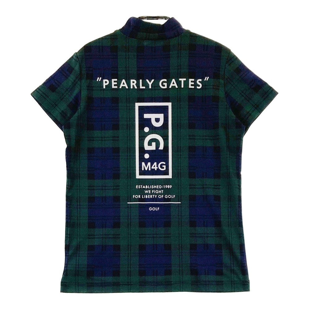 PEARLY GATES パーリーゲイツ 2023年モデル ハイネック 半袖Tシャツ チェック柄 カーキ系 0