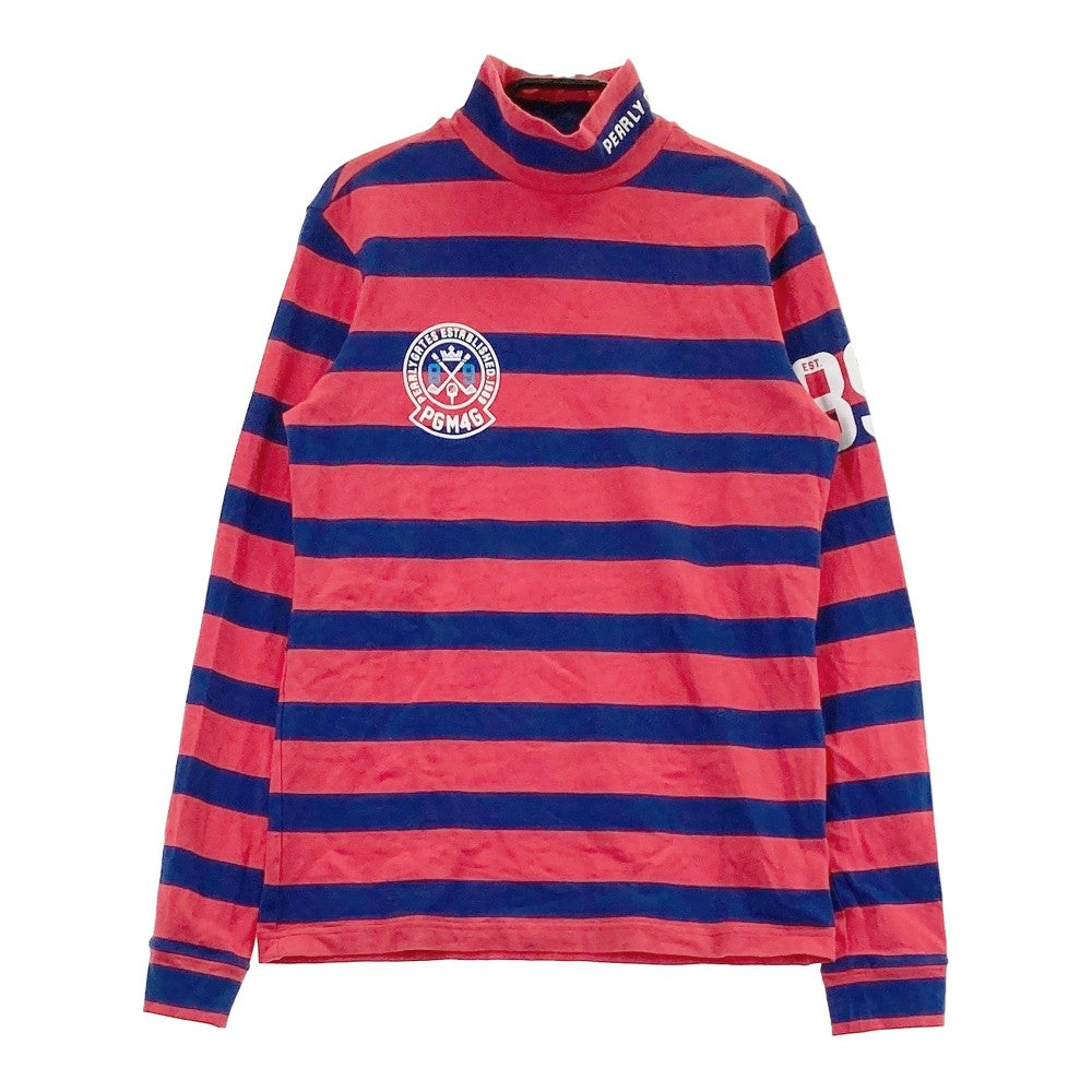 PEARLY GATES パーリーゲイツ  ハイネック 長袖Tシャツ ボーダー柄 レッド系 1