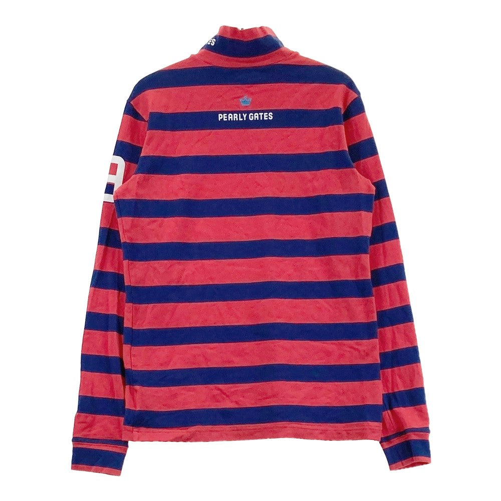 PEARLY GATES パーリーゲイツ  ハイネック 長袖Tシャツ ボーダー柄 レッド系 1