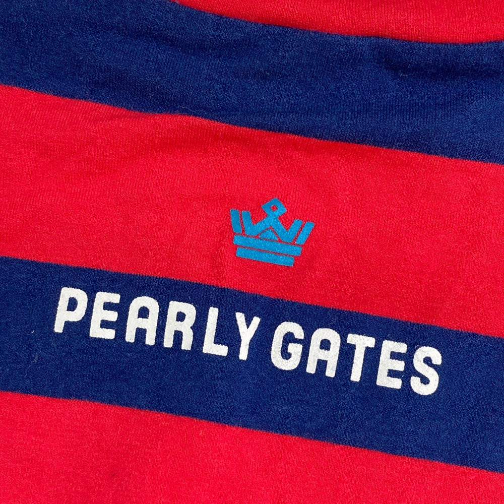 PEARLY GATES パーリーゲイツ  ハイネック 長袖Tシャツ ボーダー柄 レッド系 1