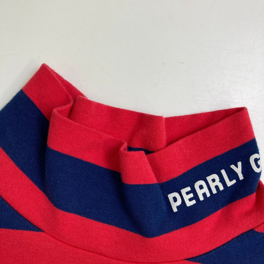PEARLY GATES パーリーゲイツ  ハイネック 長袖Tシャツ ボーダー柄 レッド系 1