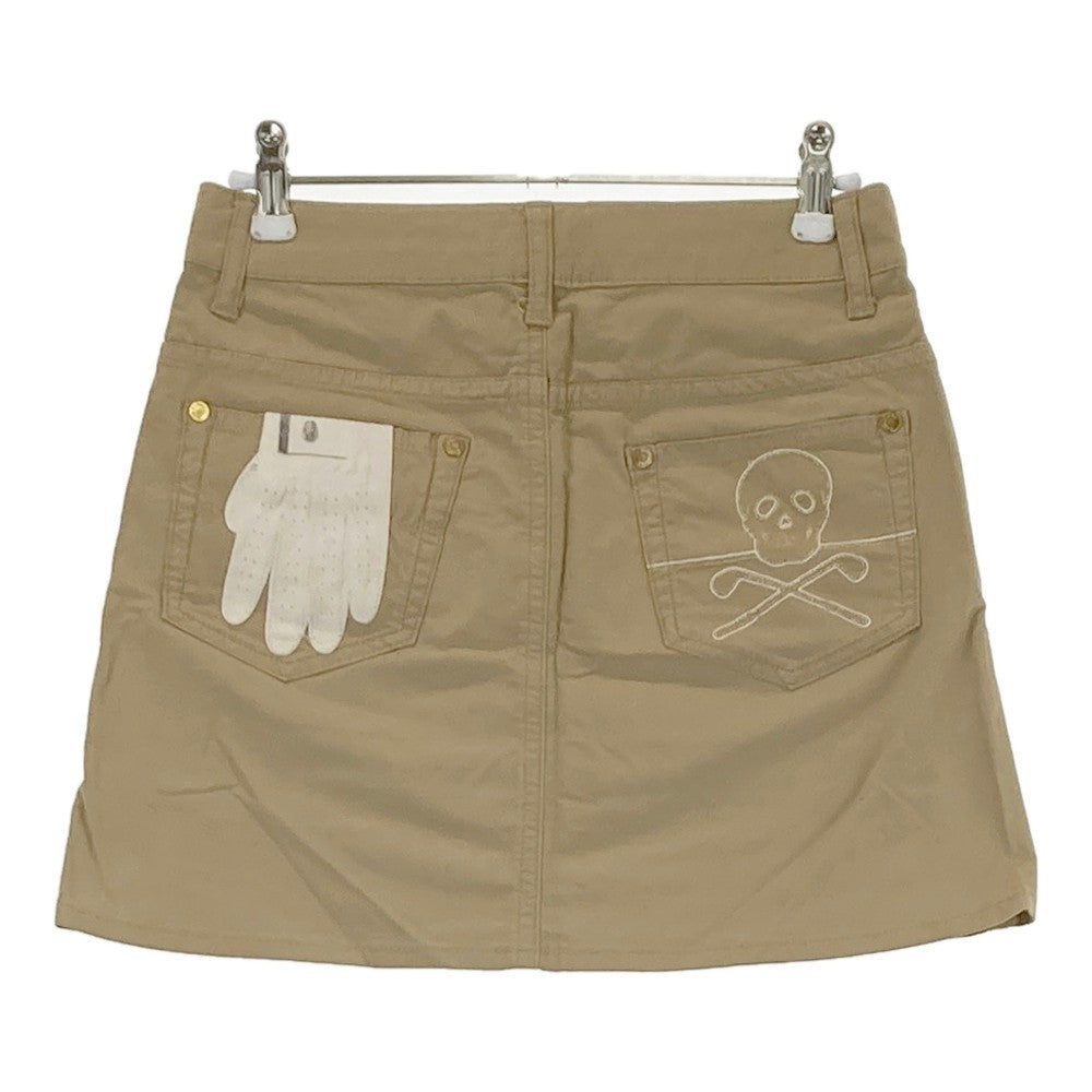 MARK&LONA マークアンドロナ  コットン混 ストレッチスカート スカル刺  ベージュ系 S