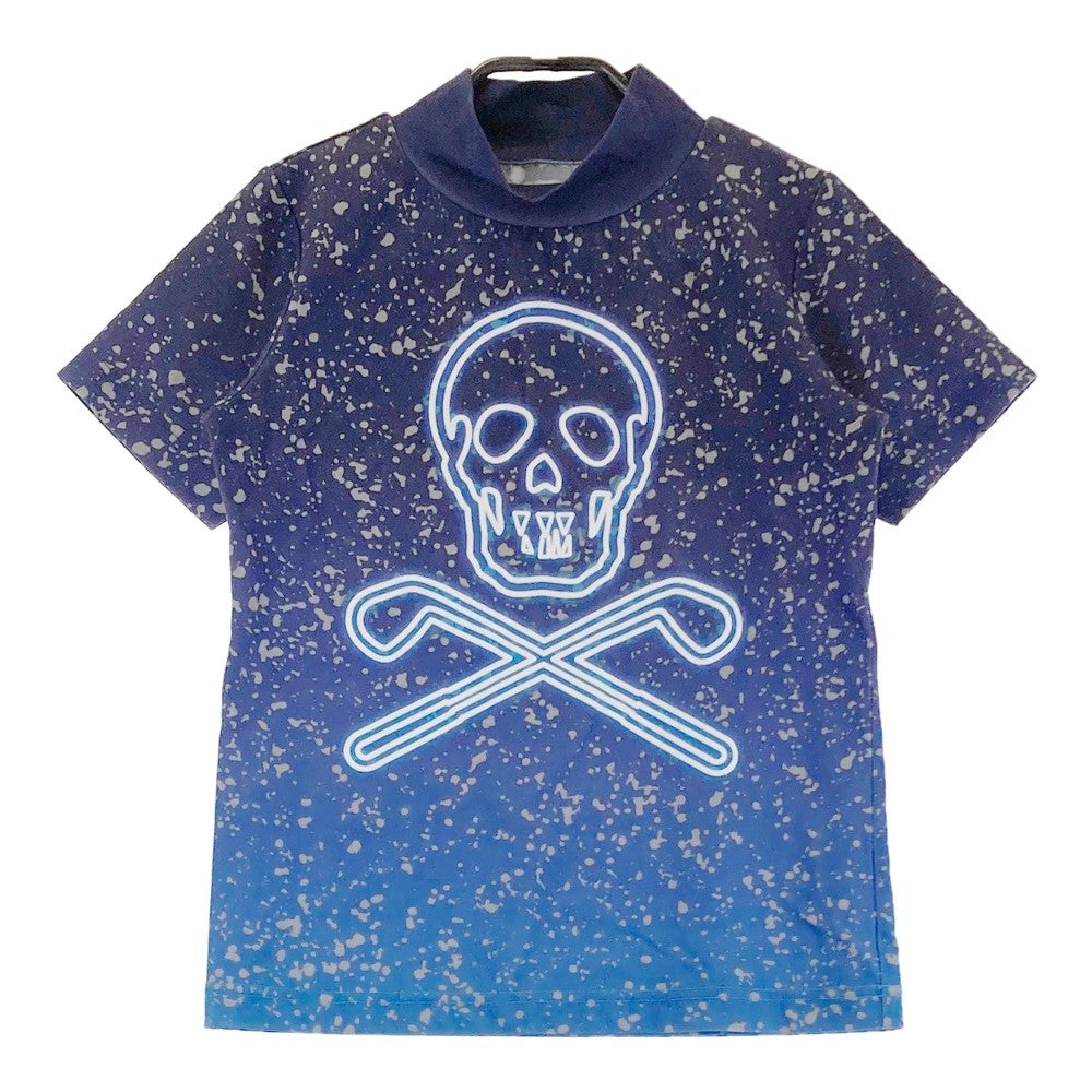 MARK&LONA マークアンドロナ  ハイネック 半袖Tシャツ スカル 総柄 パープル系 36