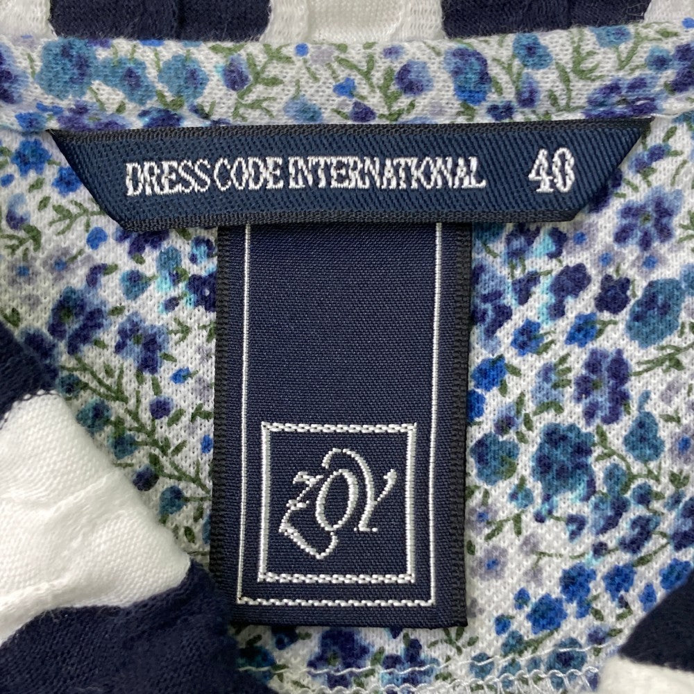 ZOY ゾーイ 071576027-0085 ノースリーブポロシャツ ボーダー柄 ネイビー系 40