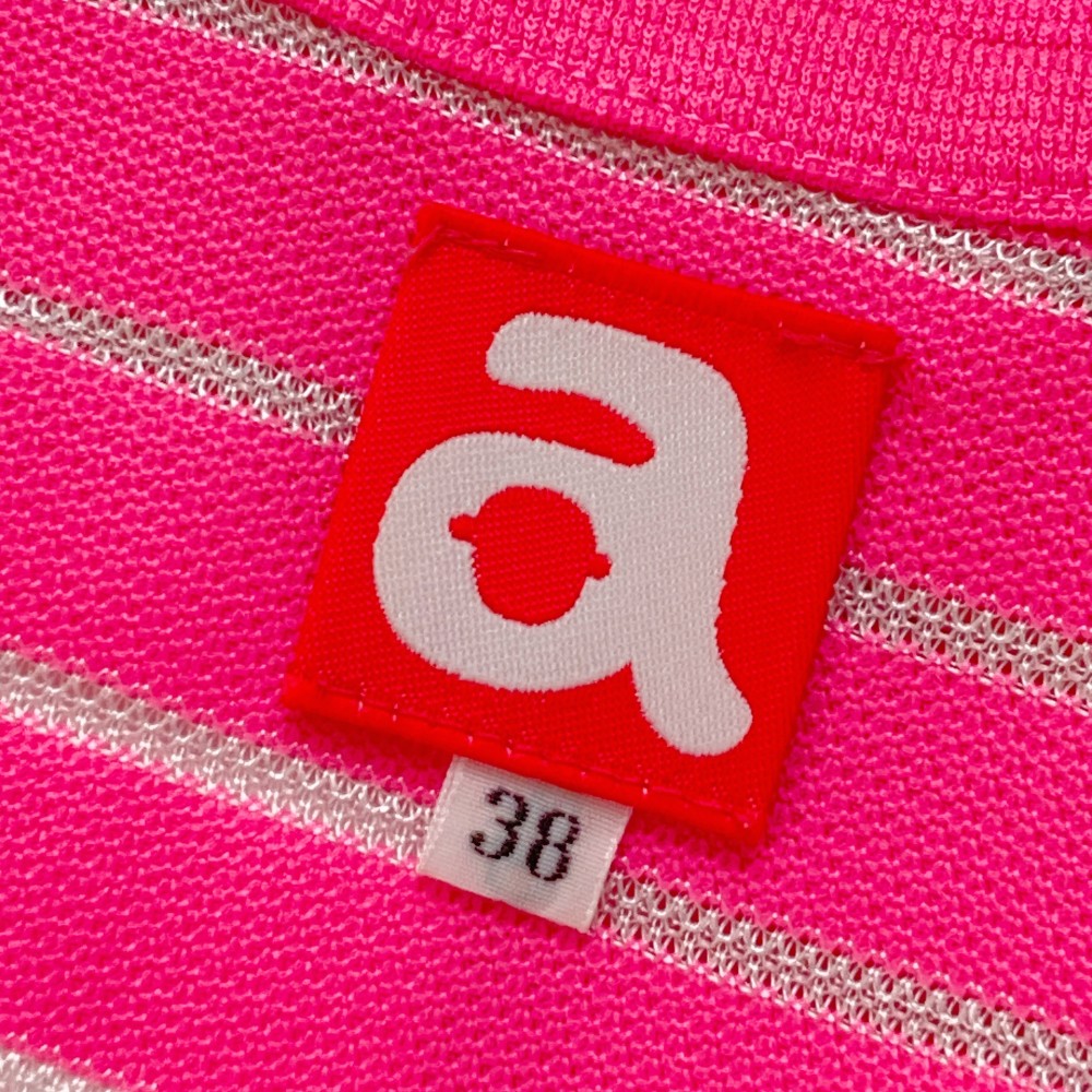 ARCHIVIO 아르치비오 하프 집업 반팔 티셔츠 보더 패턴 핑크계열 38