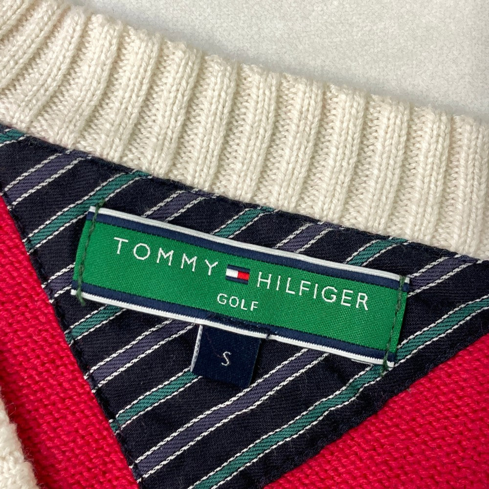 TOMMY HILFIGER GOLF 토미 힐피거 골프 니트 스웨터 체크 패턴 핑크 계열 S