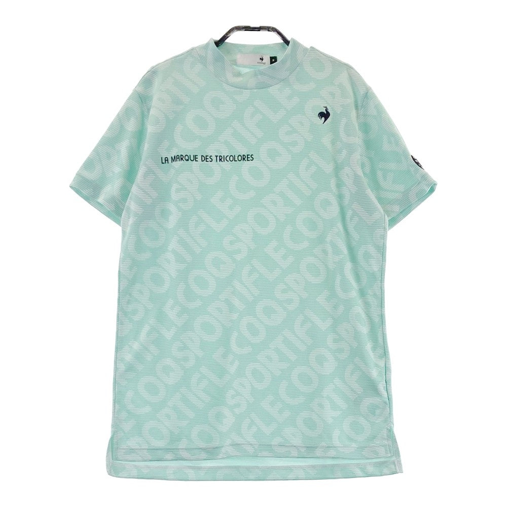 LE COQ GOLF ルコックゴルフ 2024年モデル モックネック 半袖Tシャツ ロゴ総柄 グリーン系 M