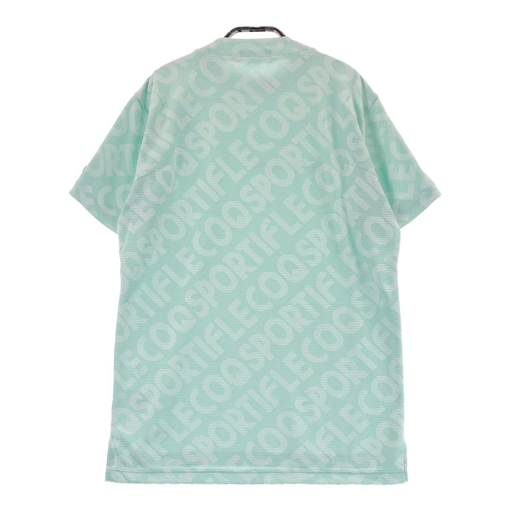 LE COQ GOLF ルコックゴルフ 2024年モデル モックネック 半袖Tシャツ ロゴ総柄 グリーン系 M