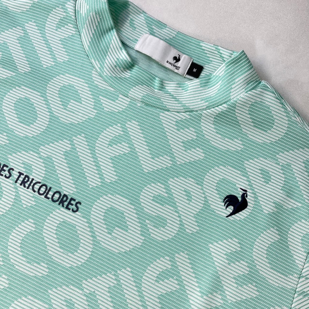 LE COQ GOLF ルコックゴルフ 2024年モデル モックネック 半袖Tシャツ ロゴ総柄 グリーン系 M
