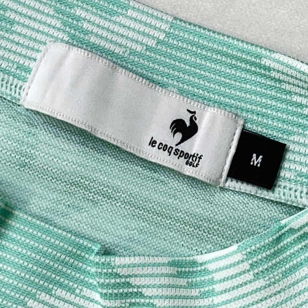 LE COQ GOLF ルコックゴルフ 2024年モデル モックネック 半袖Tシャツ ロゴ総柄 グリーン系 M