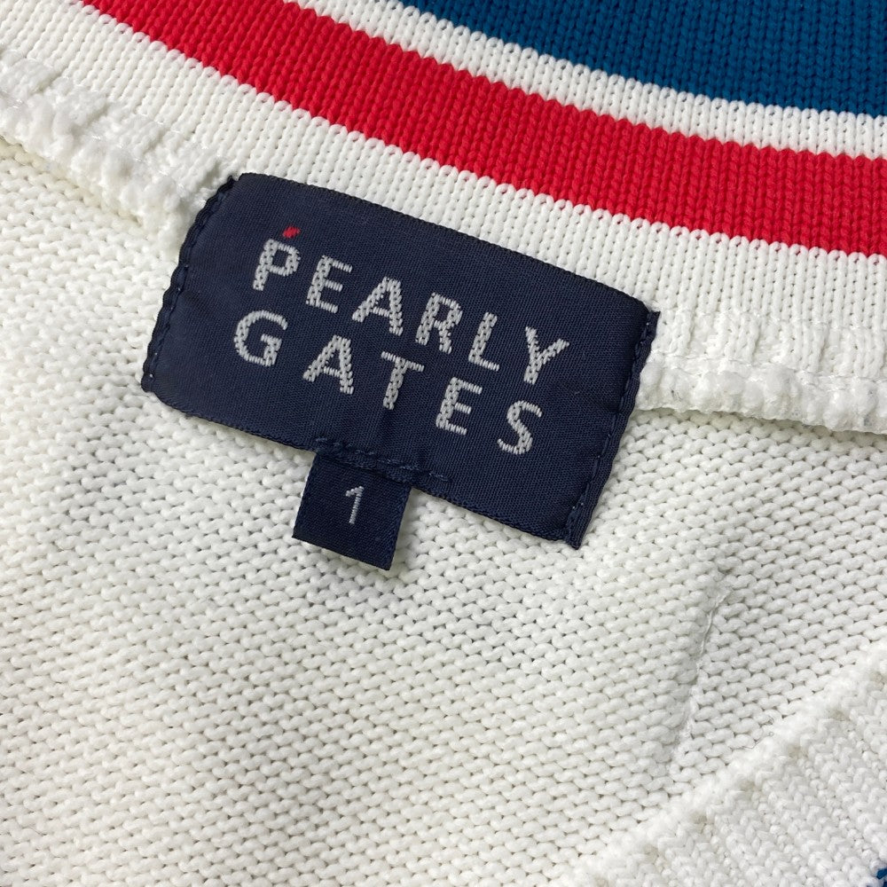 PEARLY GATES パーリーゲイツ  Vネック 切替 ニットベスト  ホワイト系 1