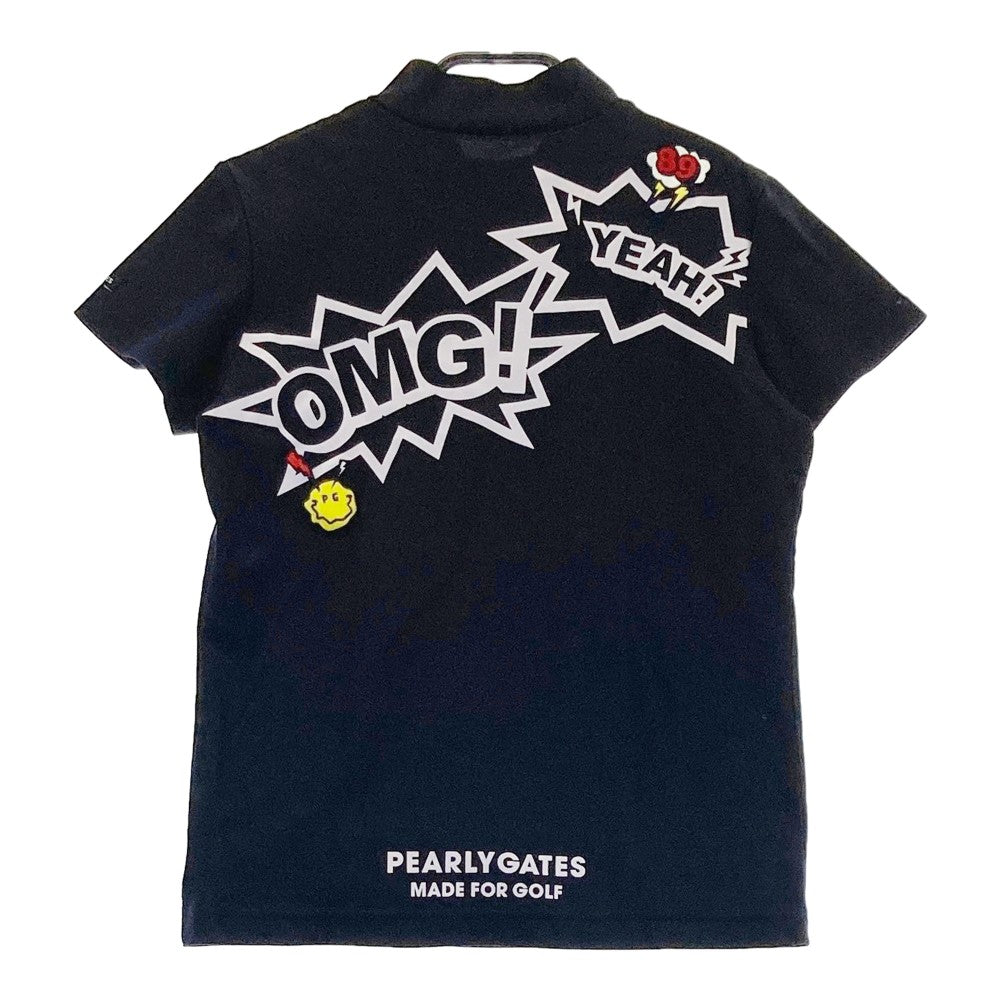 PEARLY GATES パーリーゲイツ 2022年モデル ハイネック 半袖Tシャツ ニコちゃん  ネイビー系 0