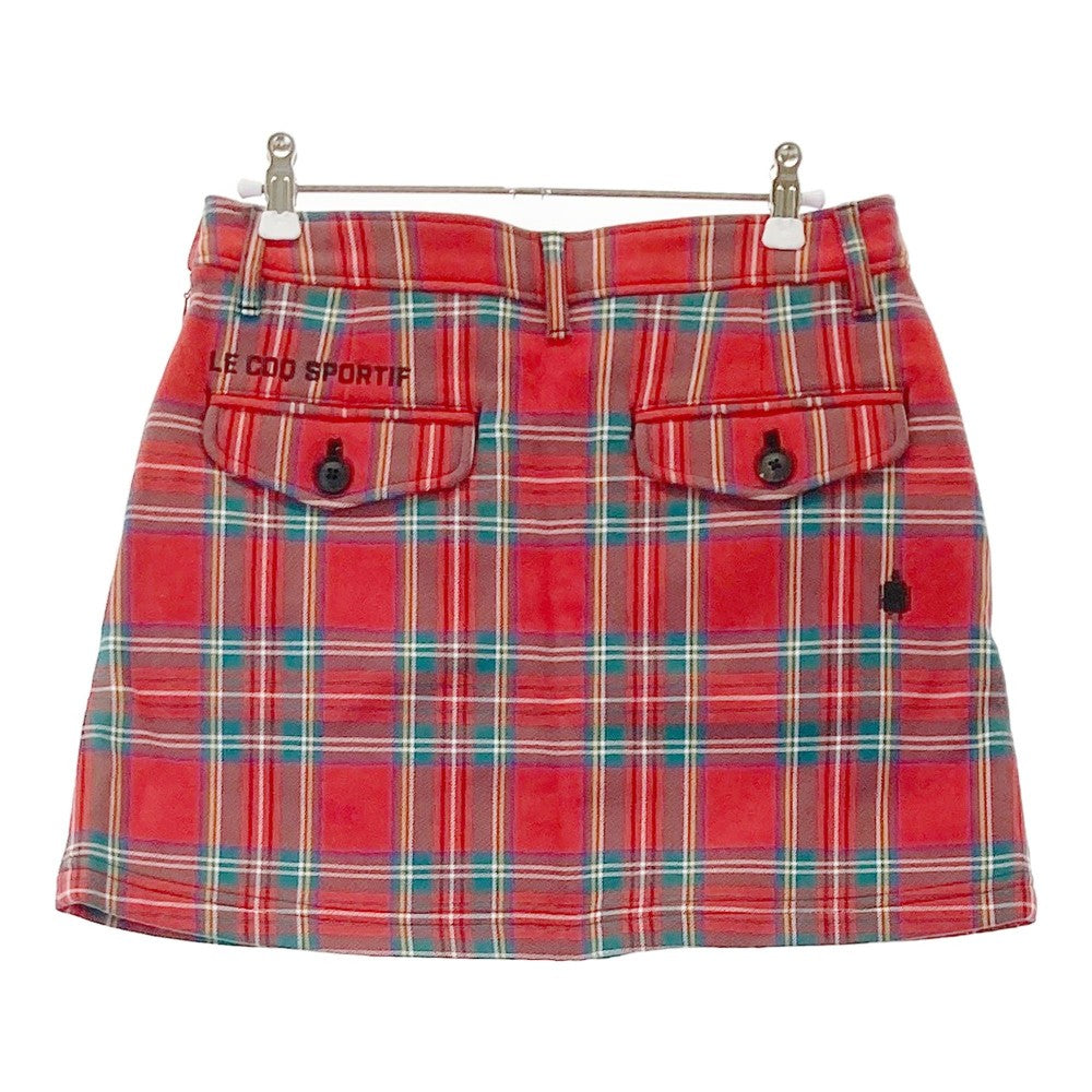 LE COQ GOLF ルコックゴルフ  ストレッチスカート 裏起毛 タータンチェック柄 レッド系 9