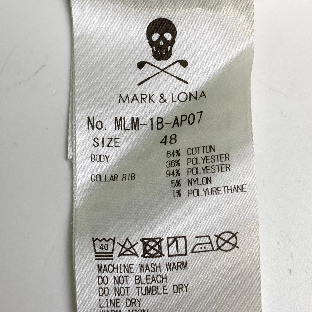 MARK&LONA マークアンドロナ  半袖ポロシャツ カモフラ スカル 総柄 ブルー系 48