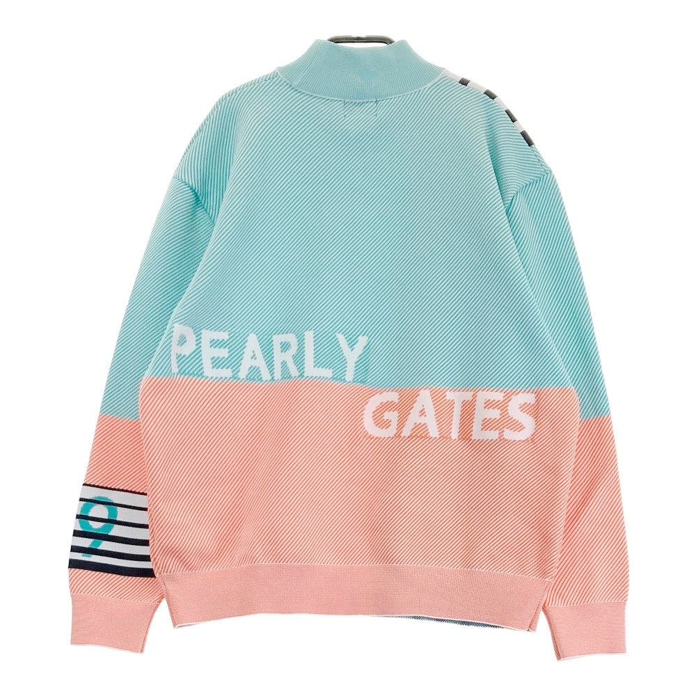 PEARLY GATES 파리게이츠 2024년형 하이넥 긴팔 니트 스웨터 스트라이프 패턴 그린계열 2