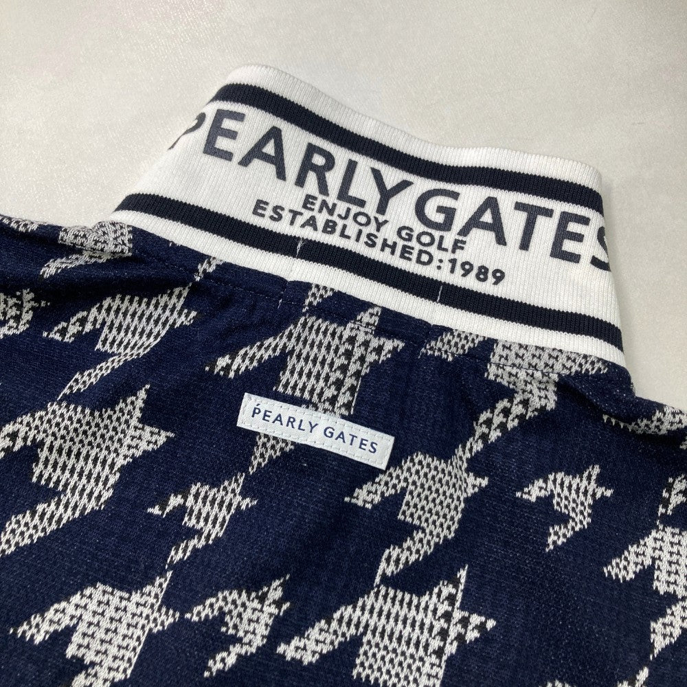 PEARLY GATES パーリーゲイツ 2022年モデル 半袖ポロシャツ 千鳥 総柄 ネイビー系 1