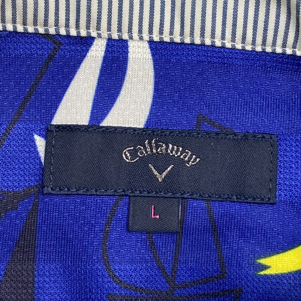 CALLAWAY キャロウェイ  半袖ポロシャツ 総柄 ネイビー系 L