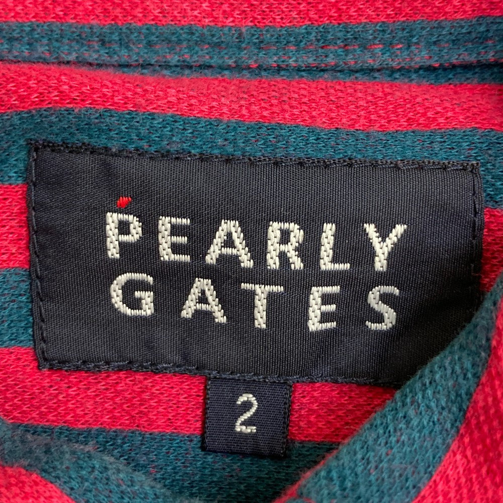 PEARLY GATES パーリーゲイツ  長袖ポロシャツ ストライプ ピンク系 2