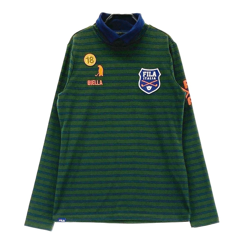 FILA GOLF フィラゴルフ  長袖ハイネックTシャツ ボーダー カーキ系 L