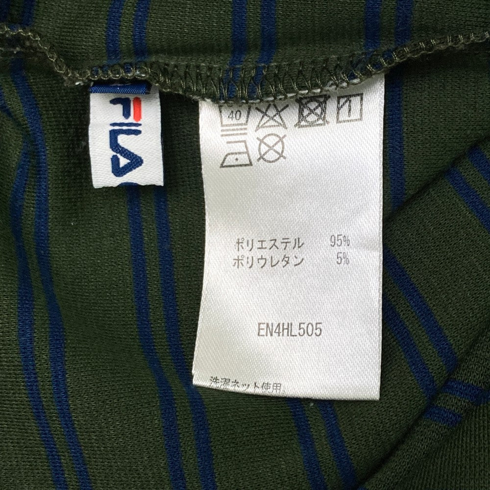 FILA GOLF フィラゴルフ  長袖ハイネックTシャツ ボーダー カーキ系 L