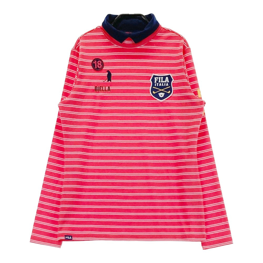 FILA GOLF フィラゴルフ  長袖ハイネックTシャツ ボーダー ピンク系 L