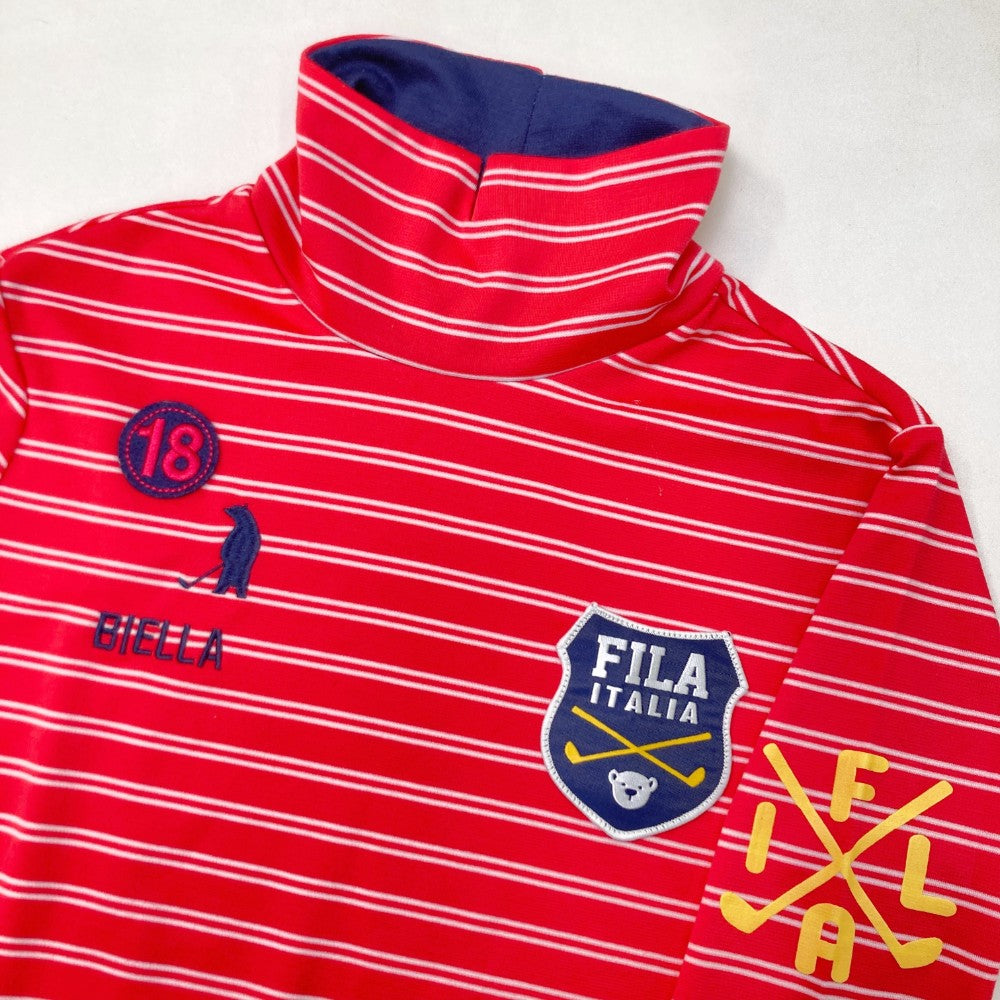 FILA GOLF フィラゴルフ  長袖ハイネックTシャツ ボーダー ピンク系 L
