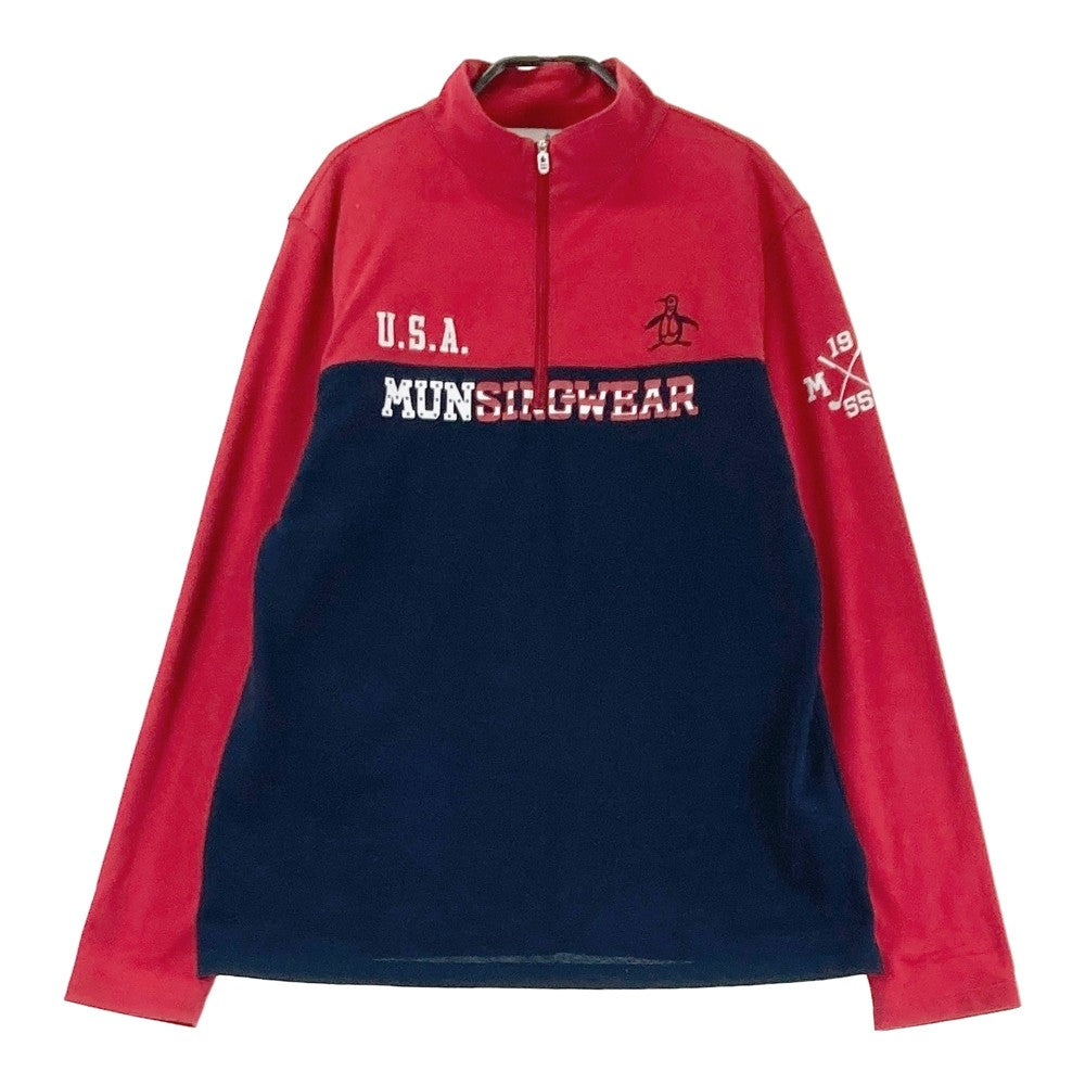MUNSING WEAR マンシングウェア  長袖ハーフジップTシャツ  レッド系 LL